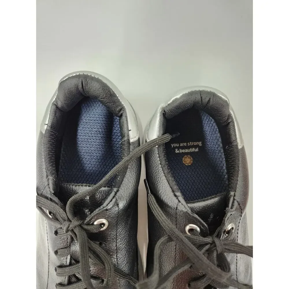 Xena Workwear Rogue EH Work Shoes For Women's, Size 8, Black & Silver. Steel Toe